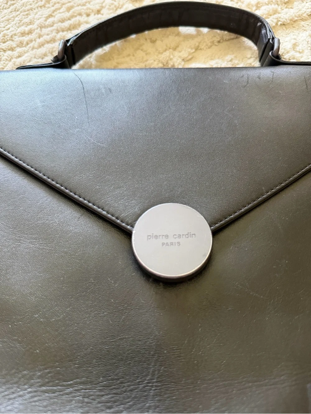 vintage black leather Pierre Cardin briefcase